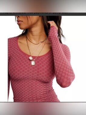 Free People 💌Love Letter Long Sleeve Scoop neck shirt-Dusty Rose, nwt, sz m/L
